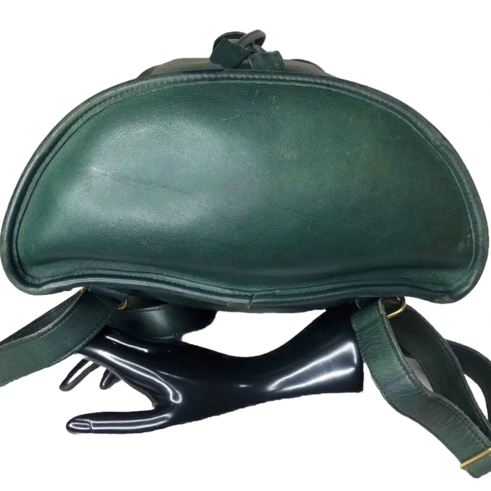 Vintage COACH Bottle Green Leather Large Weekend Backpack COA USA 9943